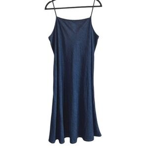 NEW Gap Denim Midi Dress Blue Womens XL Tie Back Adjustable Straps Cotton